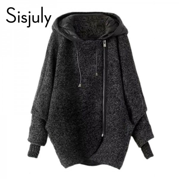 Sisjuly Hooded Coat Long Sleeve Zippered Women Thick  Warm Hoodie Cardigan Fall and Winter Solid Women Coats 2017