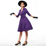 Sisjuly Vintage 1950s spring women dress with sashes bow purple solid three-quarter sleeve party elegant women vintage dresses