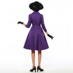 Sisjuly Vintage 1950s spring women dress with sashes bow purple solid three-quarter sleeve party elegant women vintage dresses