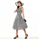 Sisjuly Vintage Women Plaid Dress 50s Round Neck Plaid Sleeveless 1950s vestido de festa 2017 Mini Women's Dress Party Dresses