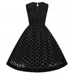 Sisjuly Vintage dresses Dot Summer Elegant Sleeveless party Dresses Black Color Polka Dots sleeveless o-neck 1950s vintage Dress