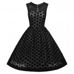 Sisjuly Vintage dresses Dot Summer Elegant Sleeveless party Dresses Black Color Polka Dots sleeveless o-neck 1950s vintage Dress