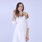 Sisjuly Women Maxi Dresses Elegant Round neck 3/4  Sleeve Casual White Floral Print Long Evening Party  Dresses 2017