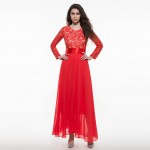 Sisjuly Women Summer Dress Chiffon Lace Maxi Dress Floor Length Wedding Party Dresses Luxury Elegant Long Sleeve Dresses