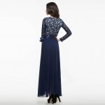 Sisjuly Women Summer Dress Chiffon Lace Maxi Dress Floor Length Wedding Party Dresses Luxury Elegant Long Sleeve Dresses