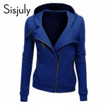Sisjuly solid color hooded jacket long sleeve women hoodies sweatshirts black zipper autumn winter outerwear coats fashion 