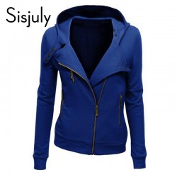 Sisjuly solid color hooded jacket long sleeve women hoodies sweatshirts black zipper autumn winter outerwear coats fashion 