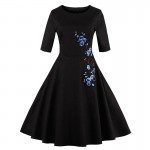 Sisjuly vintage 1950s style dress 2017 fashion spring black and  flowers half sleeve dress vestido festa vintage women dresses