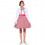 Sisjuly vintage dress 1950s style spring red patchwork full sleeve bowknot party dress rockabilly elegant female vintage dress