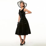 Sisjuly vintage dress sleeveless black women party dress retro mid calf 1950s rockabilly pin up dress bowknot vintage dresses