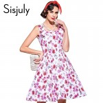 Sisjuly vintage dress women floral print party dress sexy flower 1950s pin up dress vestido de festa fashion style women dresses