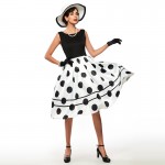 Sisjuly vintage dresses parthwork Elegant Sleeveless A-Line Knee Length Dress Color Block Polka Dots Plaid Women Vintage Dress