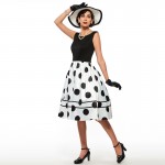 Sisjuly vintage dresses parthwork Elegant Sleeveless A-Line Knee Length Dress Color Block Polka Dots Plaid Women Vintage Dress