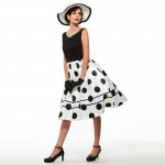 Sisjuly vintage dresses parthwork Elegant Sleeveless A-Line Knee Length Dress Color Block Polka Dots Plaid Women Vintage Dress