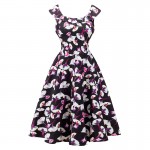 Sisjuly vintage women dress party style summer sexy flower print sleeveless women pretty vestido de festa women vintage dresses