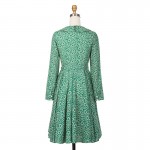 Sisjuly women casual dress 2017 spring floral print long sleeves a-line pleated green party dress autumn elegant casual dress 