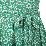 Sisjuly women casual dress 2017 spring floral print long sleeves a-line pleated green party dress autumn elegant casual dress 