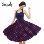 Sisjuly women rockabilly vintage dress summer pin up polka dots 1950s patchwork sleeveless sexy ladies vintage dresses new 2017