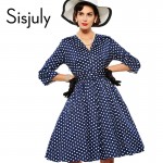 Sisjuly women vintage dress polka dot elegant party dress style 1950s rockabilly pin up dress vestido pleated vintage dresses