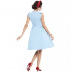 Sisjuly women vintage dress summer elegant 1950s retro sleeveless dresses party style blue A-Line 50s V-Neck vintage dress 2017