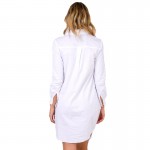 Smoves Woman New Autumn Long Sleeve Front Tie Loose Fit Slouchy Boyfriend Shirt Dress GB64