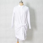 Smoves Woman New Autumn Long Sleeve Front Tie Loose Fit Slouchy Boyfriend Shirt Dress GB64