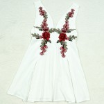 Smoves Womens Sexy Deep Plunge Rose Embroidery Tank Dress New Autumn Dresses GD371