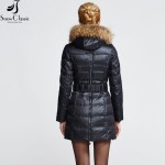 Snow Classic New Women's Winter Jacket 2016 Real Raccoon Fur Collar Jacket And Coats Fur Lined Hooded Down Coat 12074