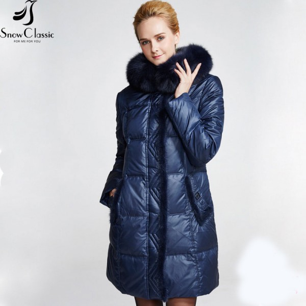 Snow Classic Parka Women Winter Down Coat Female Plus Size 6xl Jacket Real Fox Fur Collar Coats close-out stock 14371