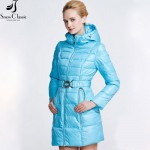Snow Classic Woman Winter Jackets 2016 Sashes Hooded parkas Winter Coats Parka female Quilted Coat 14420