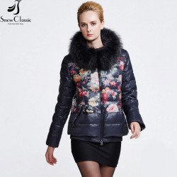 Snow Classic Women's Winter Jacket 2016 Real Raccoon Fur Collar Female Jacket And white duck down jacket  14100
