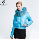 Snow Classic Women's Winter Jacket 2016 Real Raccoon Fur Collar Jacket And Coats close-out stock 9305a