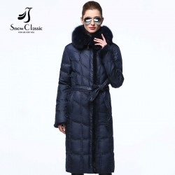 Snow Classic Women's Winter down parka 2016 large sizes 6xl down Jacket Fox Fur Collar coat female winter jacket 293