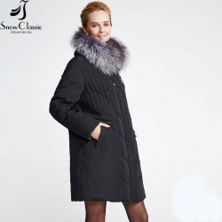Snowclassic Women's Winter Jacket 2016 Female Plus Size 6xl Jacket Real Fox Fur Collar duck Down Jacket 12079