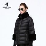 Snowclassic winter jacket women 2016 Real Rex Rabbit Fur Collar/sleeve Jacket female Winter Coats  big sale 15344