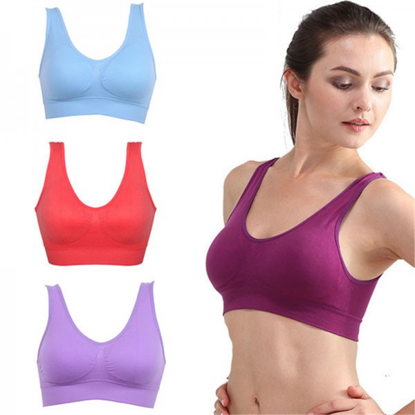 Soft Sports Bra Women Yoga Fitness Stretch Workout Sport Tank Top Seamless Padded Push Up Bra 