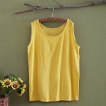 Solid Sleeveless Women Tank Top Loose Casual O-neck Summer Tank top Women Brand Design White Yellow Tanks Camisole Tops C013