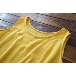 Solid Sleeveless Women Tank Top Loose Casual O-neck Summer Tank top Women Brand Design White Yellow Tanks Camisole Tops C013