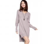 Sparsil Women's Winter Long Sleeve Cashmere Blend Mini Dress Autumn Female Irregular Hem Style Knitted Christmas Dresses