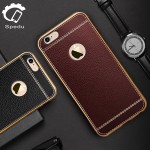 Spedu Litchi grain luxury Plating TPU silicone mobile phone case For iphone 6 6s plus 7 Plating Frame clear cover For iphone6 7