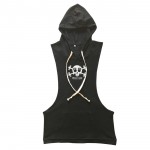 Sportswear Bodybuilding Stringer Sleeveless Skull Hoodies Men Hoodie Fitness Fashion Sweatshirt  Muscle Clothes