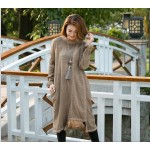 Spring Autumn new cotton linen dress for female  Women long sleeve do old casual dresses 66021