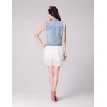 Spring Denim Vest Women Casual Colete Coat Vintage Cardigan Jean Sleeveless Turn-down Collar Breasted brand Woman Clothing C0911