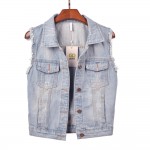 Spring Denim Vest Women Casual Colete Coat Vintage Cardigan Jean Sleeveless Turn-down Collar Breasted brand Woman Clothing C0911