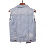 Spring Denim Vest Women Casual Colete Coat Vintage Cardigan Jean Sleeveless Turn-down Collar Breasted brand Woman Clothing C0911