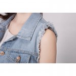 Spring Denim Vest Women Casual Colete Coat Vintage Cardigan Jean Sleeveless Turn-down Collar Breasted brand Woman Clothing C0911