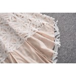 Spring Summer Dresses 2017 High Quality Women O-Neck Sleeveless l White Lace Dress Long Casual Dress SAD507