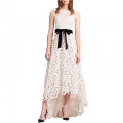 Spring Summer Dresses 2017 High Quality Women O-Neck Sleeveless l White Lace Dress Long Casual Dress SAD507