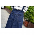 Spring Summer Women Denim Strap Jeans Dress Single Breasted Long Dress Casual Big Size Jeans Dresses With Pockets School Wear