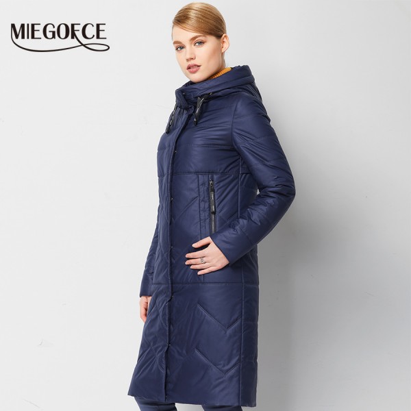 Spring Women Parkas jackets With Hood Warm High-quality Thin Cotton-padded Jacket European Windproof Women Quilted Coat MIEGOFCE